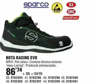 Optimus Bota racing evo sparco oferta