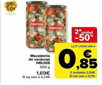 Carrefour 2a unidad -50% macedonia de verduras helios oferta