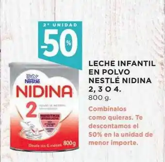 Hipercor 2a unidad -50% leche infantil en polvo nestlé nidina 2 3 o 4 oferta