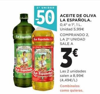 Hipercor 2a unidad -50% aceite de oliva la española oferta
