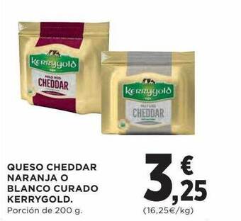 Hipercor Queso cheddar naranja o blanco curado kerrygold oferta