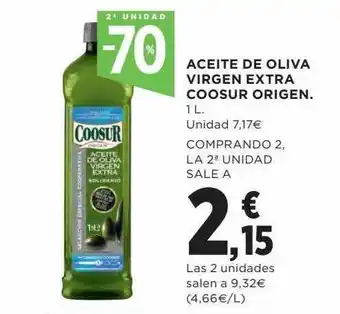 Hipercor 2a unidad -70% aceite de oliva virgen extra coosur origen oferta