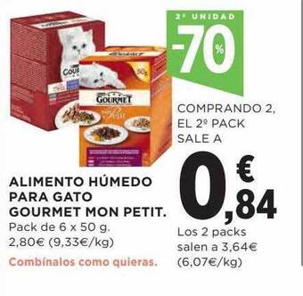 Hipercor 2a unidad -70% alimento húmedo para gato gourmet mon petit oferta
