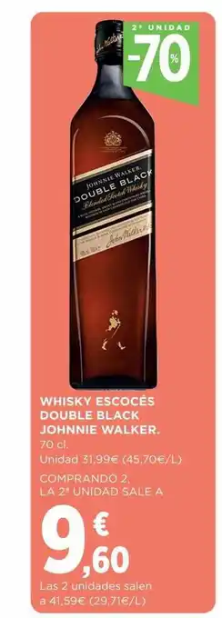 Hipercor 2a unidad -70% whisky escocés double black johnnie walker oferta