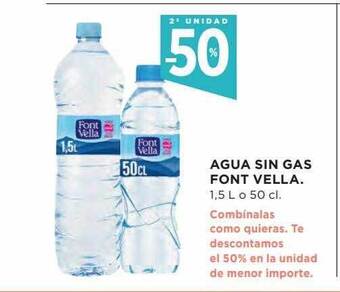 Hipercor 2a unidad -50% agua sin gas font vella oferta