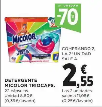 Hipercor 2a unidad -70% detergente micolor triocaps oferta