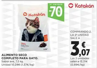 Hipercor 2a unidad -70% alimento seco completo para gato katakán oferta