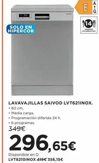 Hipercor Lavavajillas saivod lvt621inox oferta