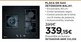 Hipercor Placa de gas 3etg663hn balay oferta