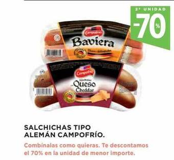 Hipercor 2a unidad -70% salchichas tipo alemán campofrío oferta