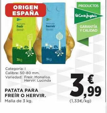 Hipercor Patata para freír o hervir oferta