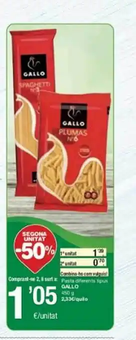 SPAR Segona unitat -50% pasta gallo oferta