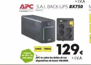 Ecomputer Seguro de apc de 100.000 410w 750va apc te cubre los daños de tus +i.v.a dispositivos de hasta 100.000€. oferta
