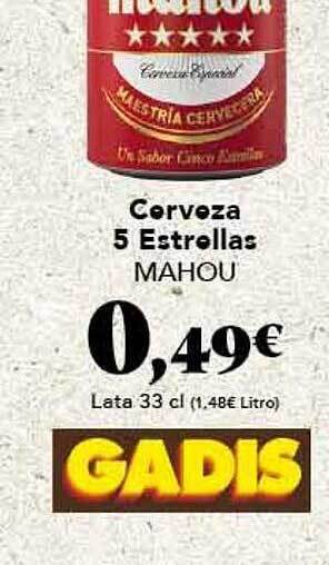 Gadis Cerveza 5 estrellas mahou oferta