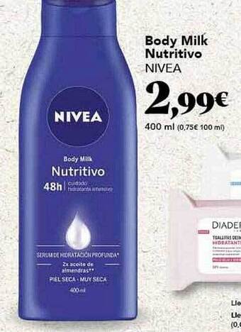Gadis Body milk nutritivo nivea oferta