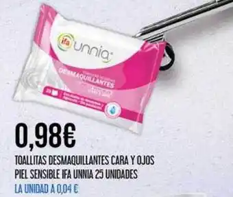 Claudio Toallitas desmaquillantes cara y ojos piel sensible ifa unnia oferta