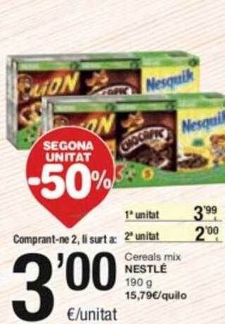 SPAR Fragadis Segona unitat -50% cereals mix nestlé oferta