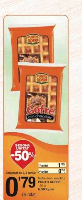 SPAR Fragadis Segona unitat -50% gofre amb xocolata punto gofre oferta