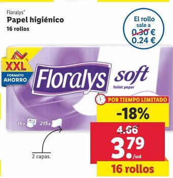 Lidl Papel higiénico floralys oferta