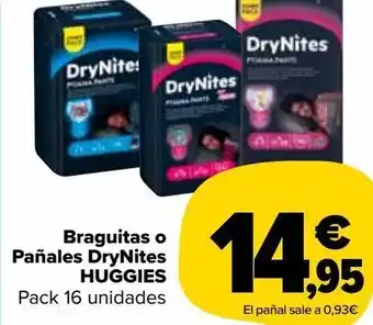 Carrefour Market Braguitas o pañales drynites huggies oferta