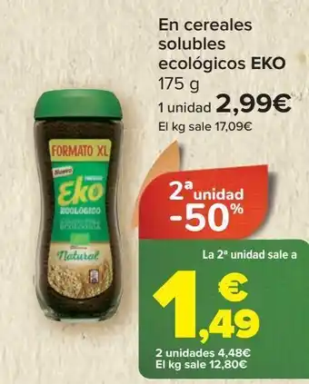 Carrefour En cereales solubles ecológicos eko 175 g oferta