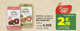 Carrefour Galletas cacaorí y migliorí sin gluten bio sarchio oferta