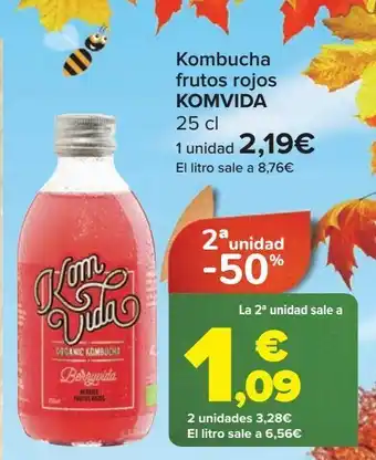 Carrefour Kombucha frutos rojos komvida 25 cl oferta
