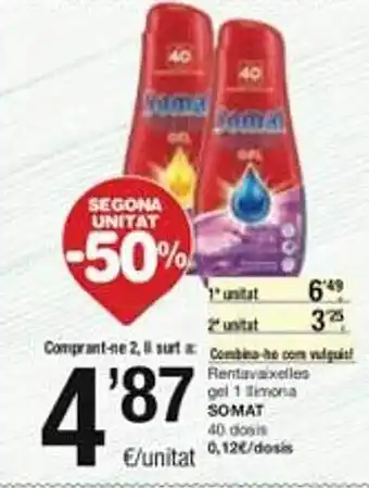 SPAR Segona unitat -50% rentavaixelles gel 1 llimoa somat oferta