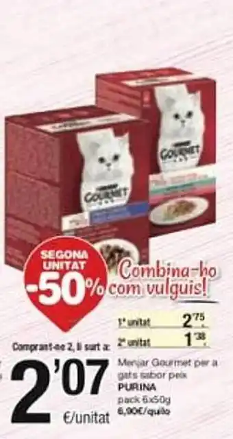 SPAR Segona unitat -50% menjar gourmet per a gats sabor peix purina oferta