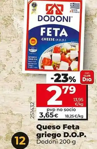Dia Supermercados Queso feta griego d.o.p. dodoni oferta