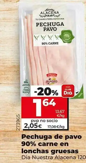 Dia Supermercados Pechuga de pavo 90% carne en lonchas gruesas dia nuestra alacena oferta