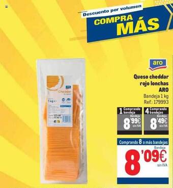 Makro Queso cheddar rojo lonchas aro oferta