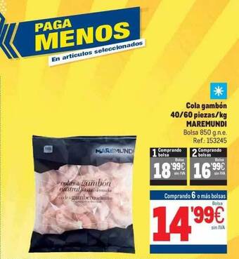 Makro Cola gambón 40 60 piezas kg maremundi oferta