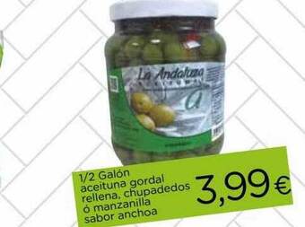 Proxi 1 2 galón aceituna gordal rellena, chupadedos ó manzanilla sabor anchoa oferta
