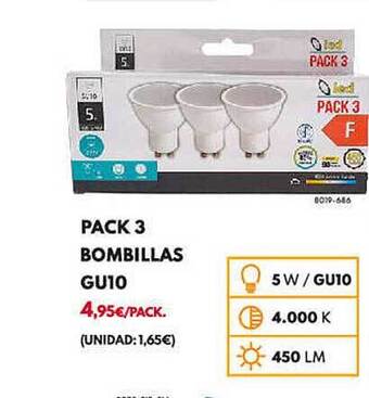 BricoCentro Pack 3 bombillas gu10 oferta