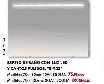 BricoCentro Espejo de baño con luz led y cantos pulidos oferta