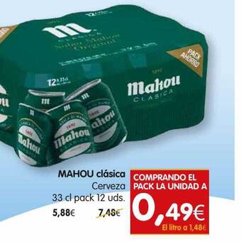 Mahou clásica cerveza