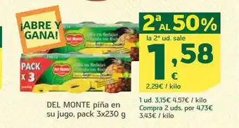 HiperDino 2a al 50% del monte piña en su jugo oferta