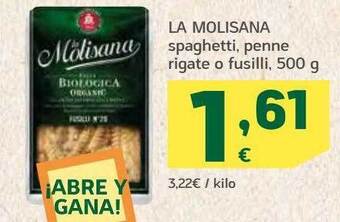 HiperDino La molisana spaghetti penne rigate o fusilli oferta