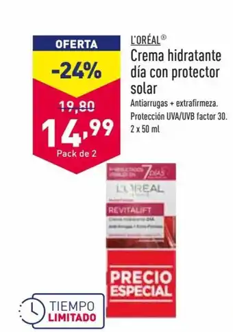 ALDI L'Oreal Crema hidratante día con protector solar oferta