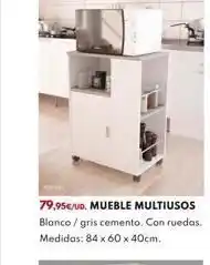 BricoCentro 79,95€/ud. mueble multiusos blanco / gris cemento. con ruedas. medidas: 84 x 60 x 40cm. oferta