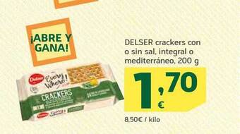 HiperDino Delser crackers con o sin sal integral o mediterráneo oferta
