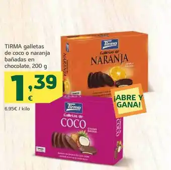 HiperDino Tirma galletas de coco o naranja bañadas en chocolate oferta