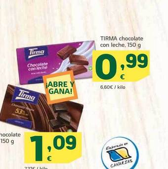 HiperDino Tirma chocolate con leche oferta