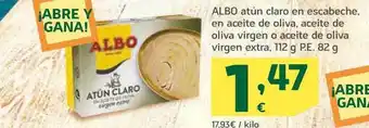 HiperDino Albo atún claro en escabeche en aceite de oliva, aceite de oliva virgen o aceite de oliva virgen extra oferta