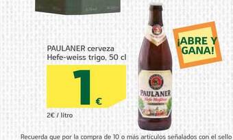 HiperDino Paulaner cerveza hefe-weiss trigo oferta