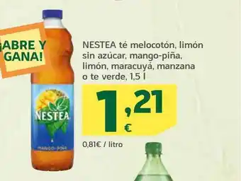 HiperDino Nestea té melocotón, limón sin azúcar, mango-piña, limón, maracuyá, manzana o te verde oferta