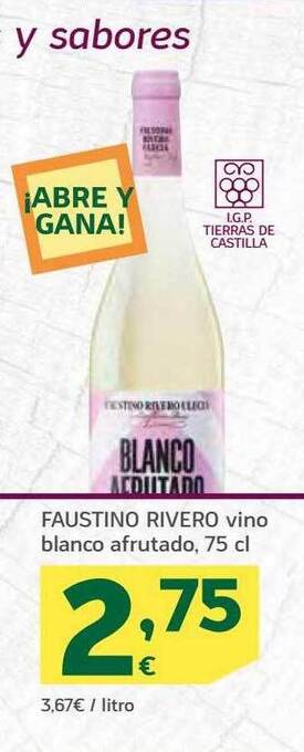 HiperDino Faustino rivero vino blanco afrutado oferta