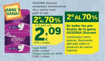 HiperDino Ausonia discreet compresas incontinencia dia y noche maxi oferta