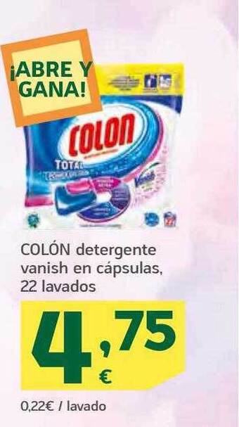 HiperDino Colón detergente vanish en cápsulas 22 lavados oferta